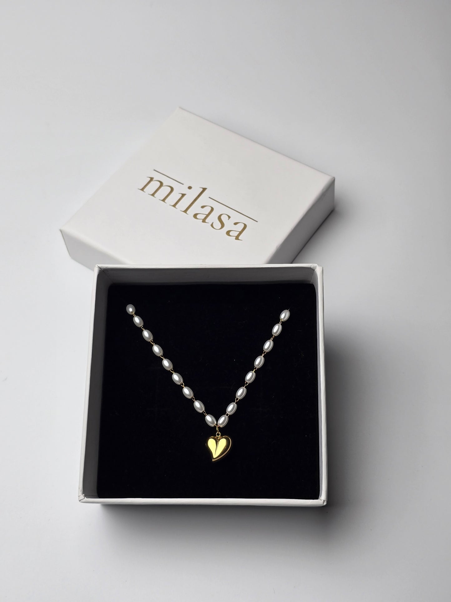Aurelle Celestia Pearl Heart Necklace