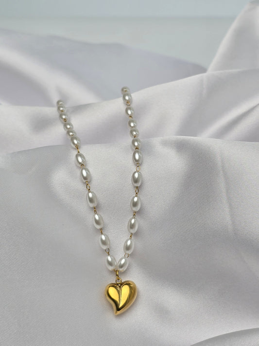 Aurelle Celestia Pearl Heart Necklace