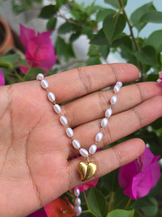 Aurelle Celestia Pearl Heart Necklace