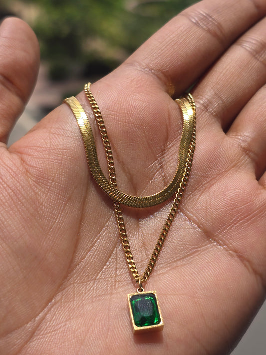 Layered Emerald Necklace