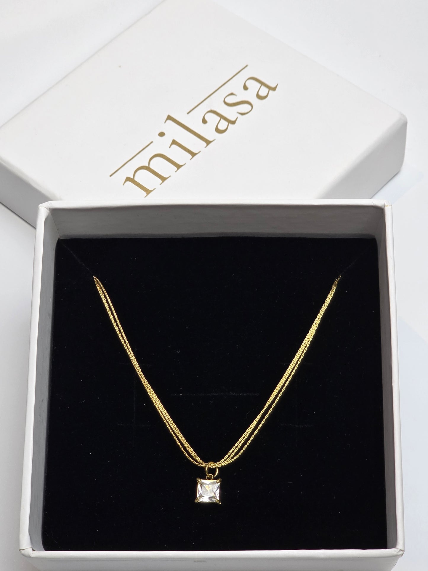 Aurelle Solitaire Square Necklace