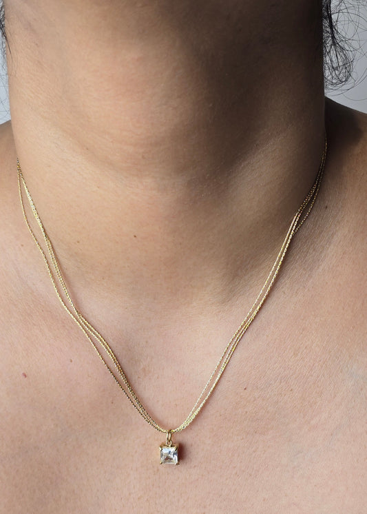 Aurelle Solitaire Square Necklace