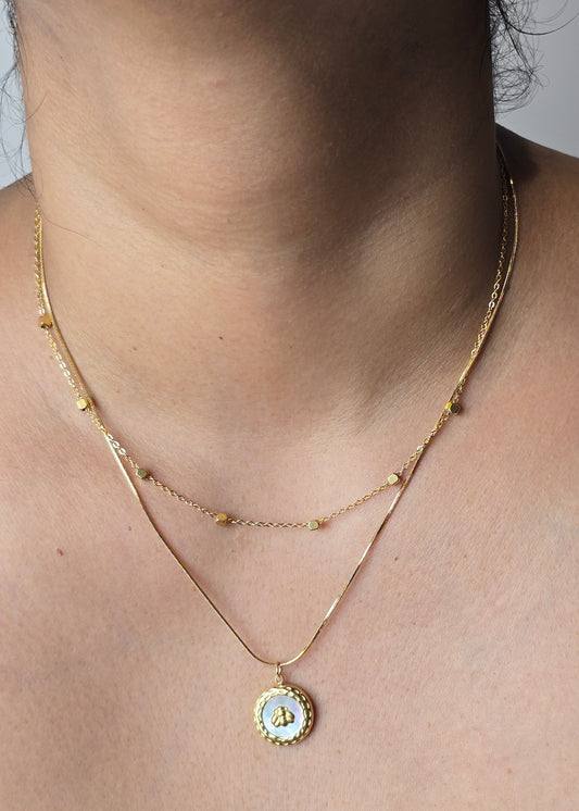 Bee Medallion Layered Necklace
