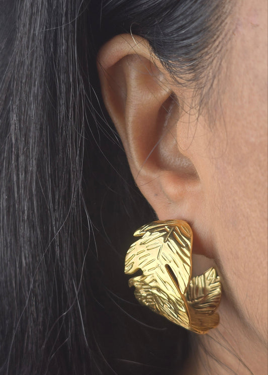 Golden Leaf Sculpt Hoops