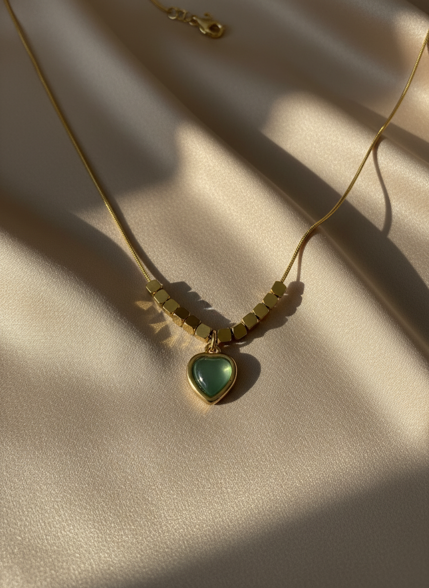 Sage Green Heart Necklace
