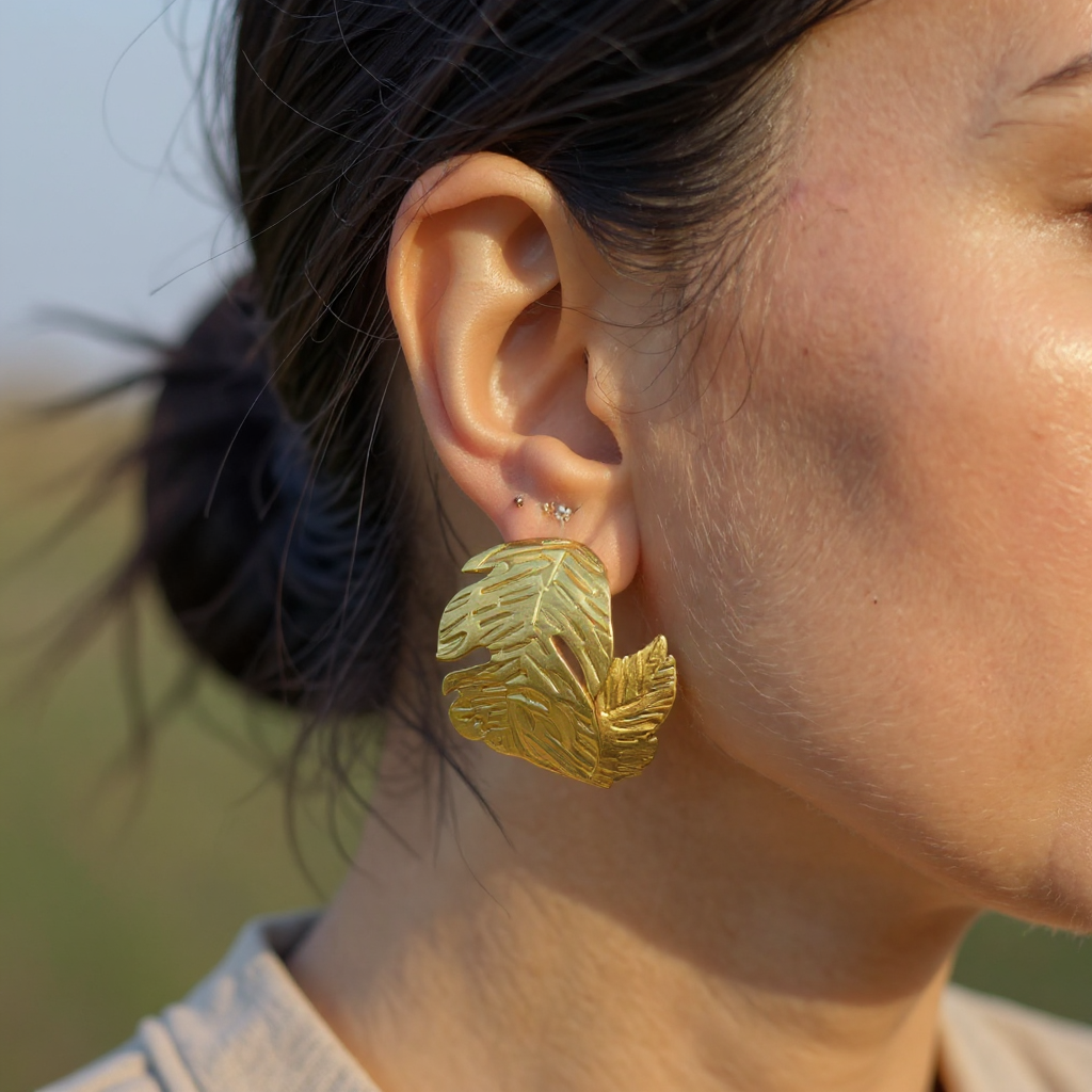 Golden Leaf Sculpt Hoops