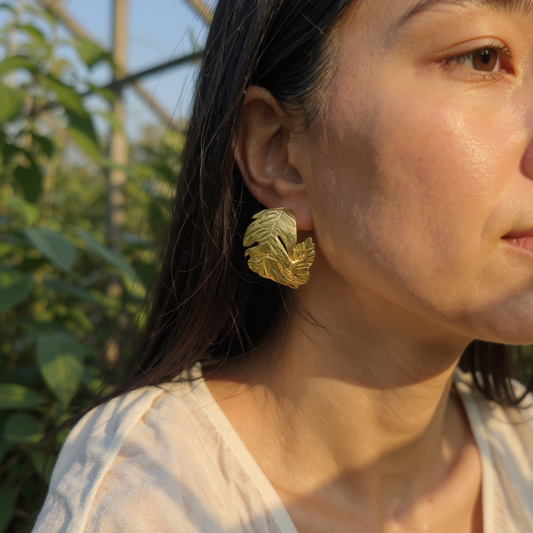 Golden Leaf Sculpt Hoops