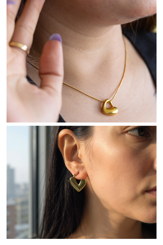 Heart Duo - Aurelle Lumé Heart Necklace and Oria Lyra Earrings