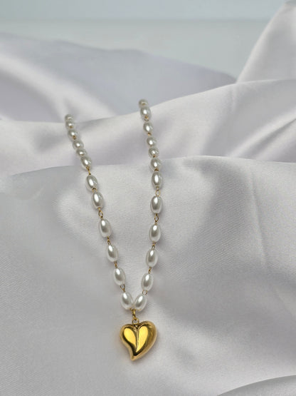 Aurelle Celestia Pearl Heart Necklace