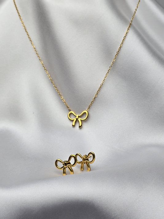 Minimal Bow Necklace Set