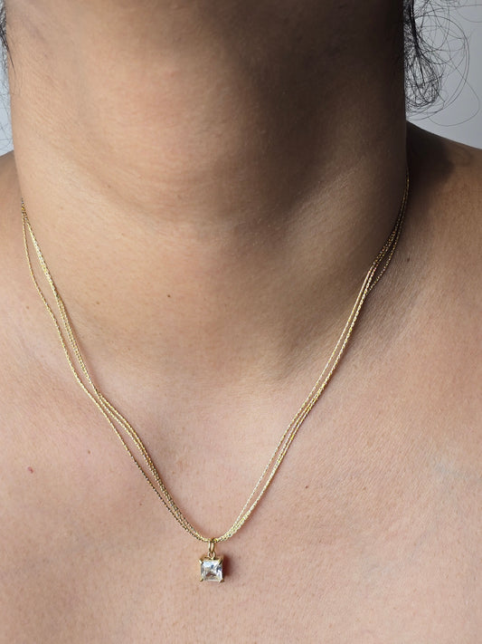 Aurelle Solitaire Square Necklace