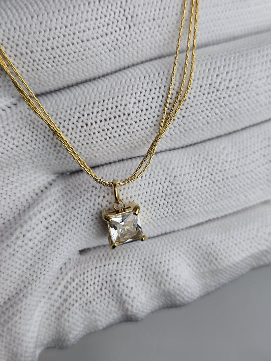 Aurelle Solitaire Square Necklace