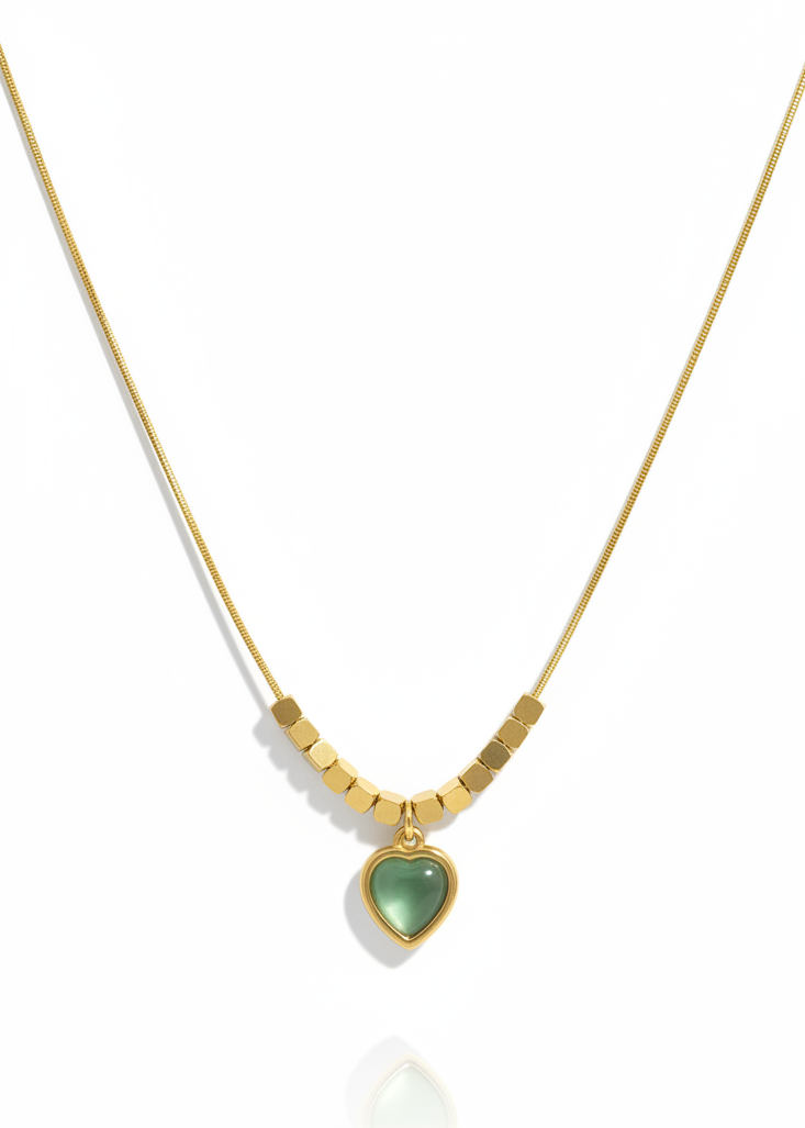 Sage Green Heart Necklace