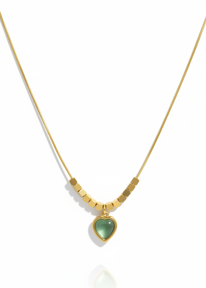 Sage Green Heart Necklace