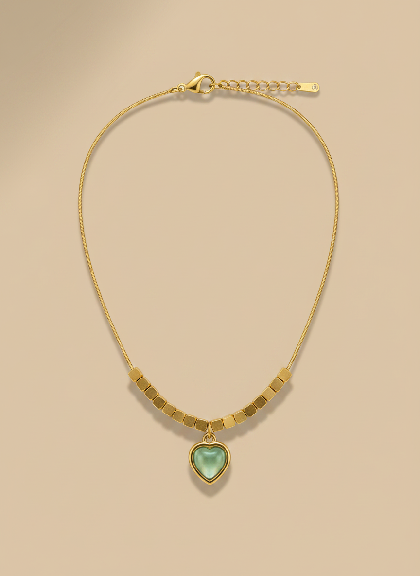 Sage Green Heart Necklace