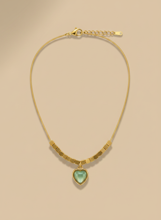 Sage Green Heart Necklace