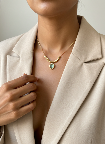 Sage Green Heart Necklace