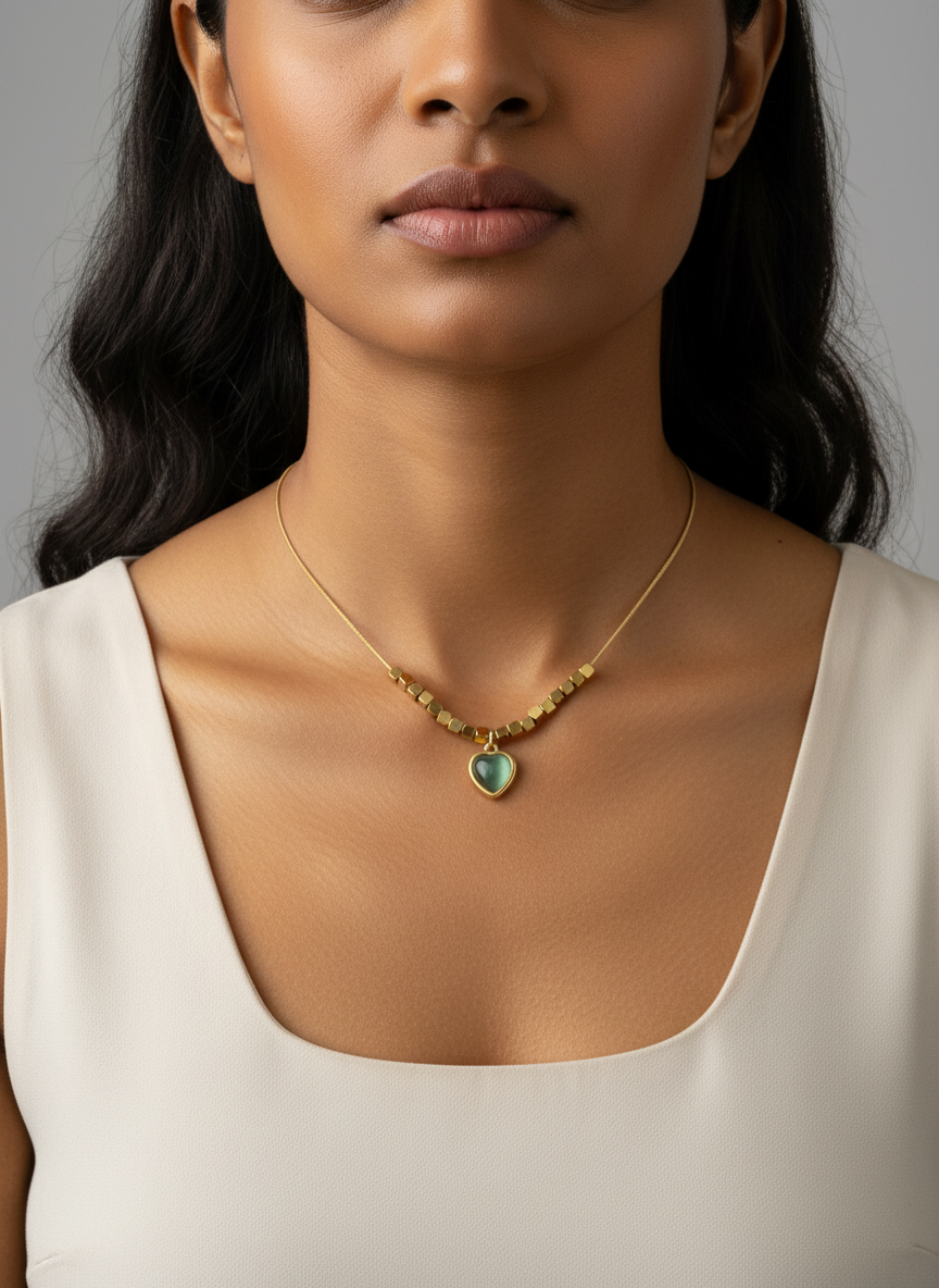 Sage Green Heart Necklace