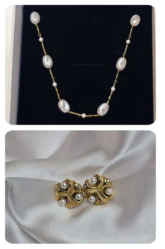 Pearl Pair - Elysian Pearl Necklace and Allure Celeste Studs