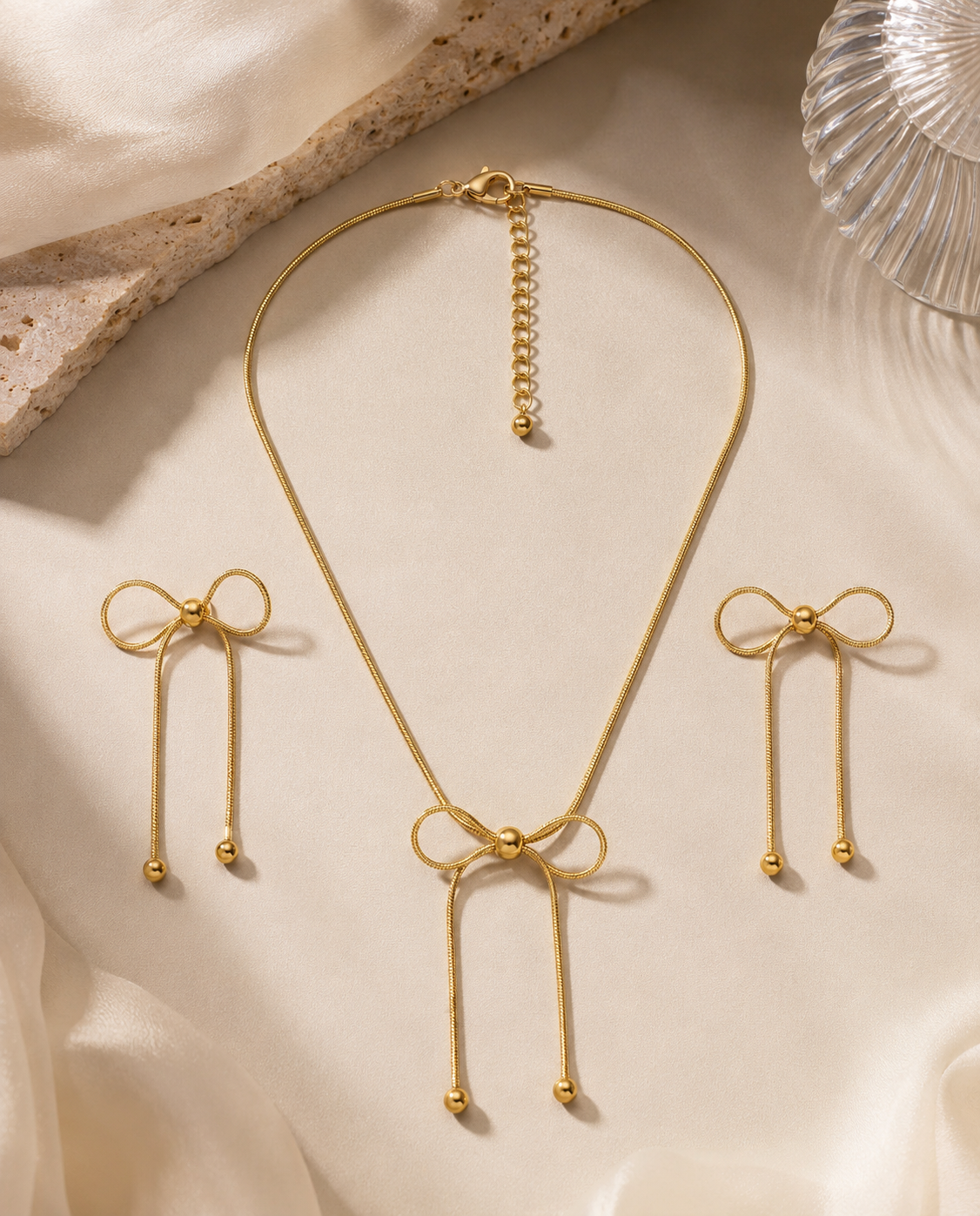 Chain Bow Necklace Set