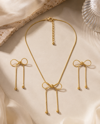 Chain Bow Necklace Set