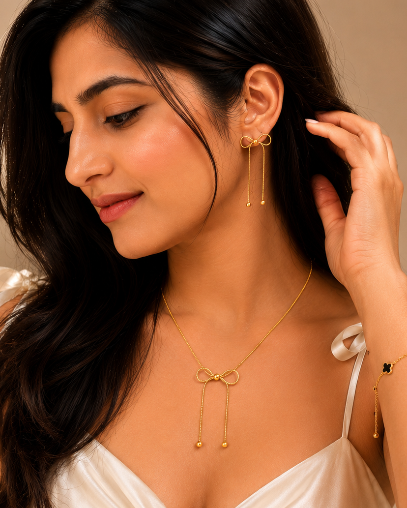 Chain Bow Necklace Set