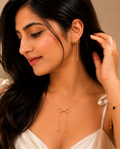 Chain Bow Necklace Set
