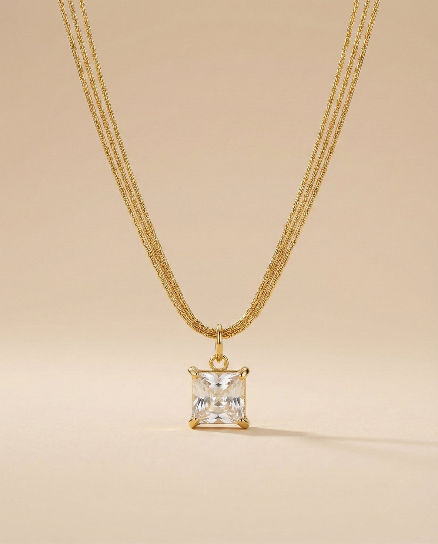 Aurelle Solitaire Square Necklace