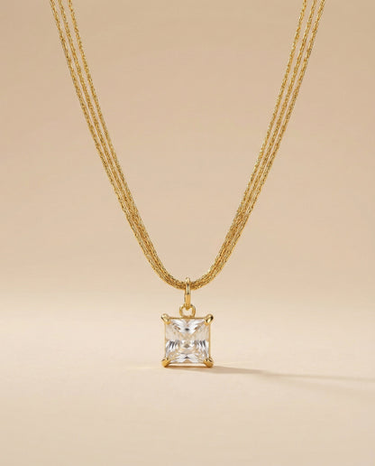 Aurelle Solitaire Square Necklace
