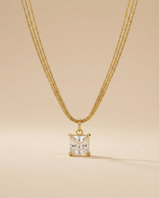 Aurelle Solitaire Square Necklace