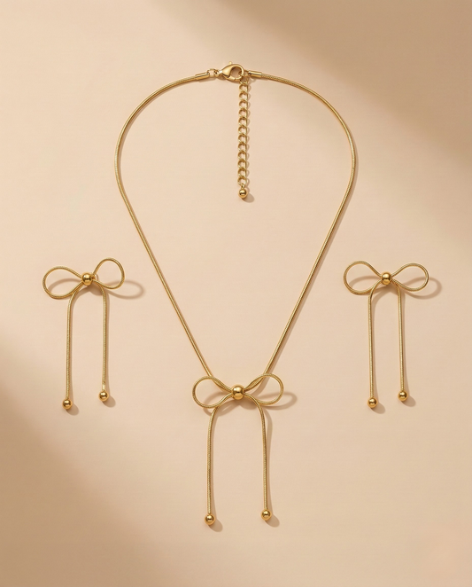Chain Bow Necklace Set