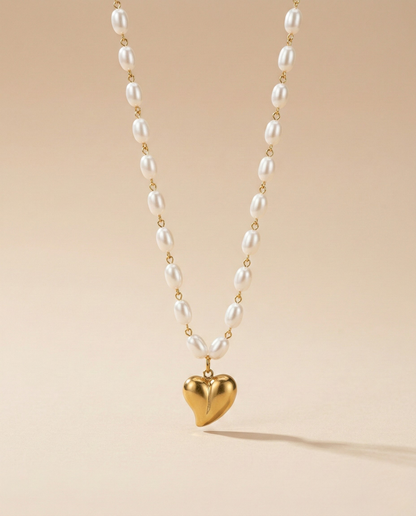 Aurelle Celestia Pearl Heart Necklace