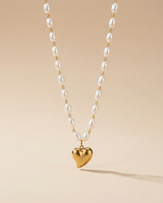 Aurelle Celestia Pearl Heart Necklace