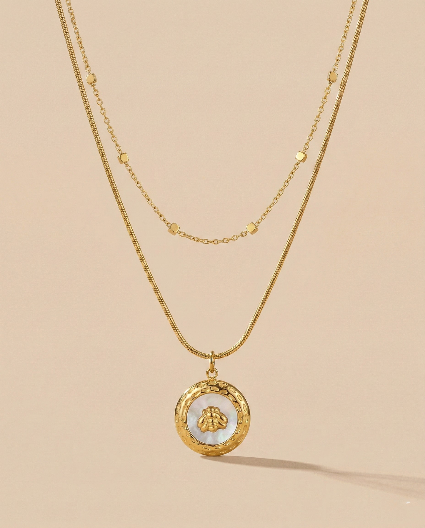 Bee Medallion Layered Necklace