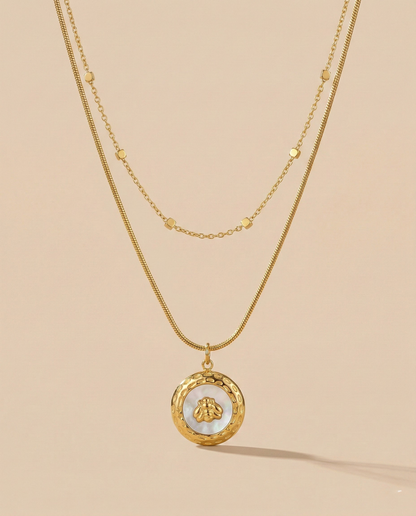 Bee Medallion Layered Necklace