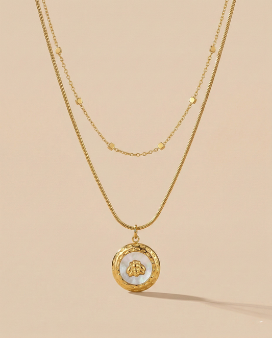 Bee Medallion Layered Necklace