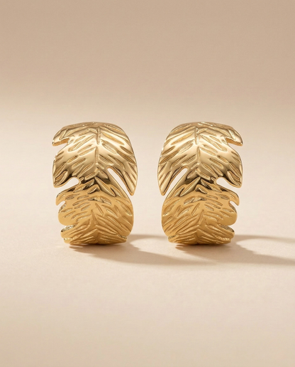 Golden Leaf Sculpt Hoops