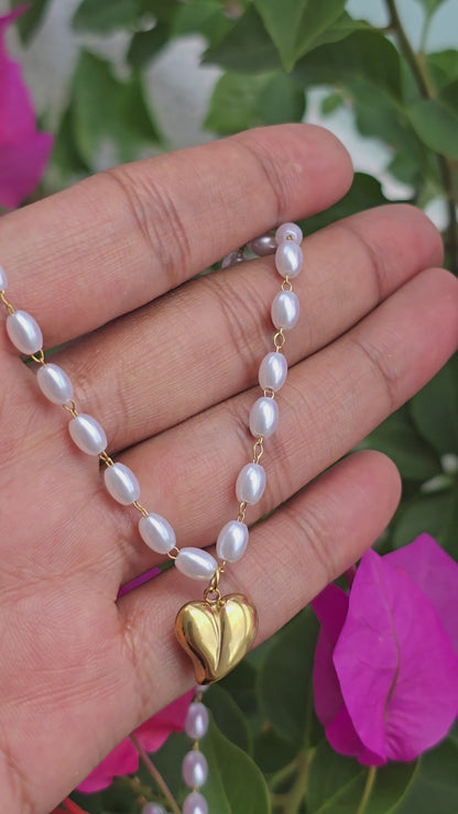 Aurelle Celestia Pearl Heart Necklace